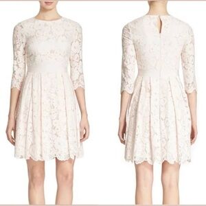 Ted Baker Ivory Lace Midi Dress with Three-Quarter Sleeves